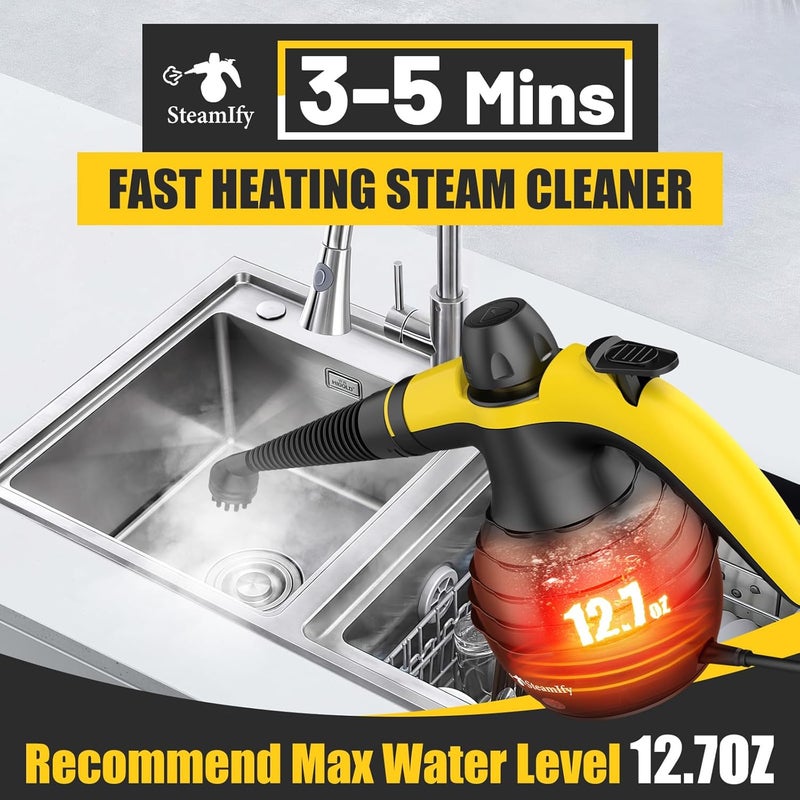 STEAMIFY Pressurized Deep Cleaning Steam Cleaner, Multi-Surface Nature Steamer with Safety Lock & 10Pcs Accessories, Powerful Handheld Steam Cleaner for Home, Car, Furniture, Bathroom, Window, Grease, Grout - Image 4